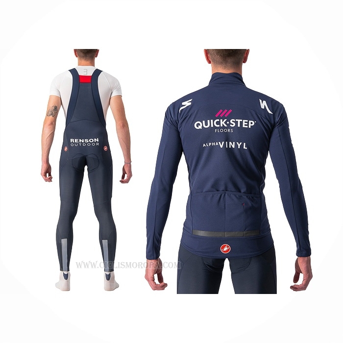 2022 Ropa Ciclismo Deceuninck Quick Step Apagado Azul Mangas Largas y Culotte Lunga